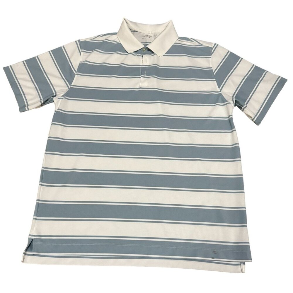 Nike Golf Polo Size XL Blue White Golf Dri-fit Striped Shirt See Details